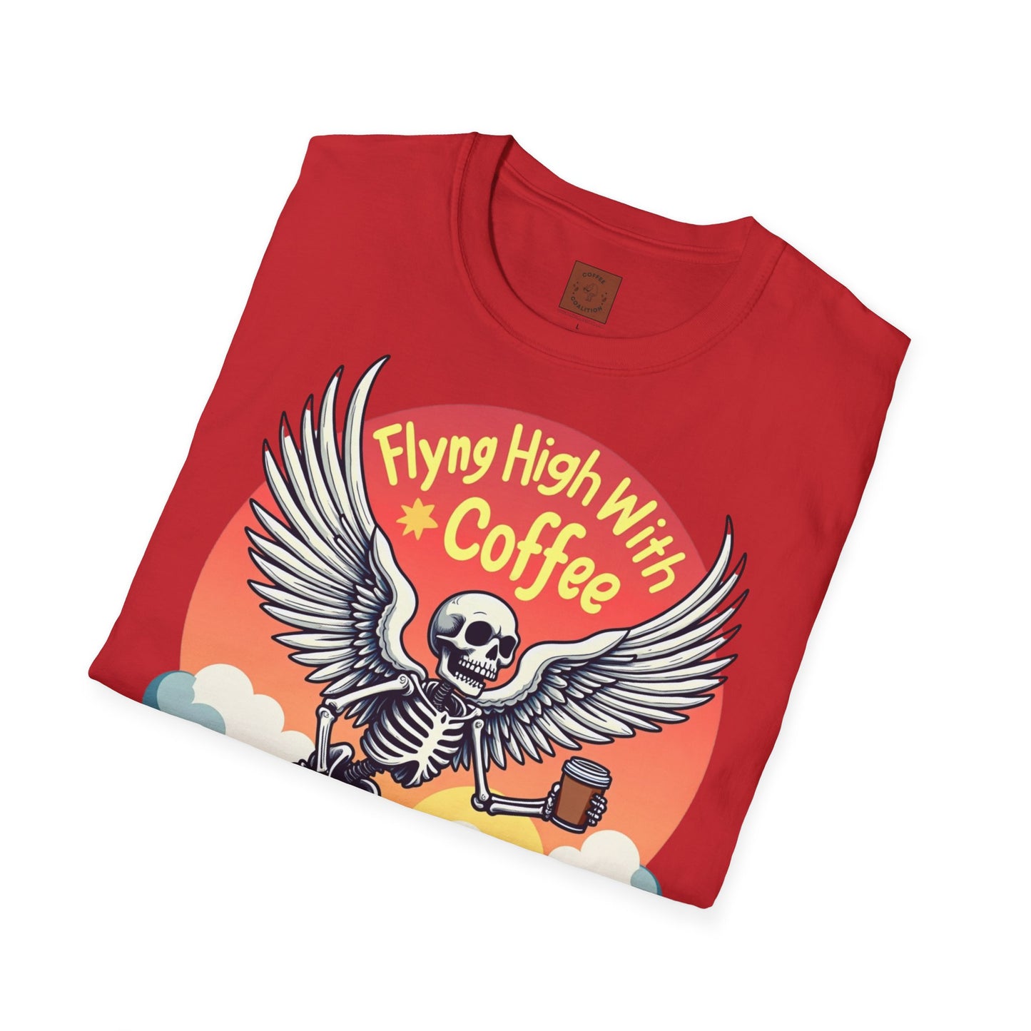 Flying High With Coffee | Skeleton Wings Tee