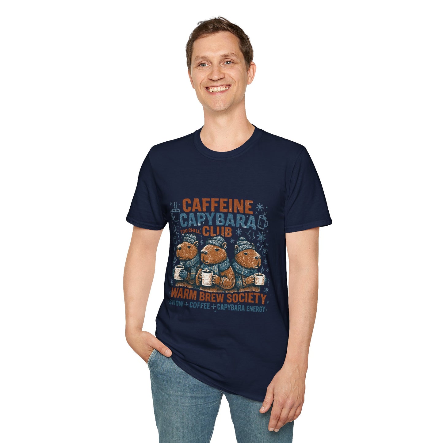 Caffeine Capybara Club – Warm Brew Society Unisex T-Shirt
