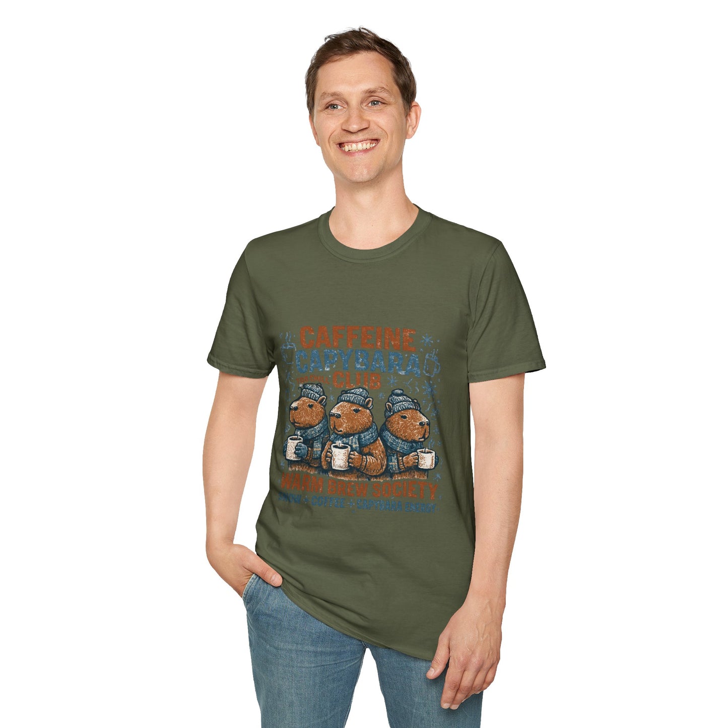 Caffeine Capybara Club – Warm Brew Society Unisex T-Shirt