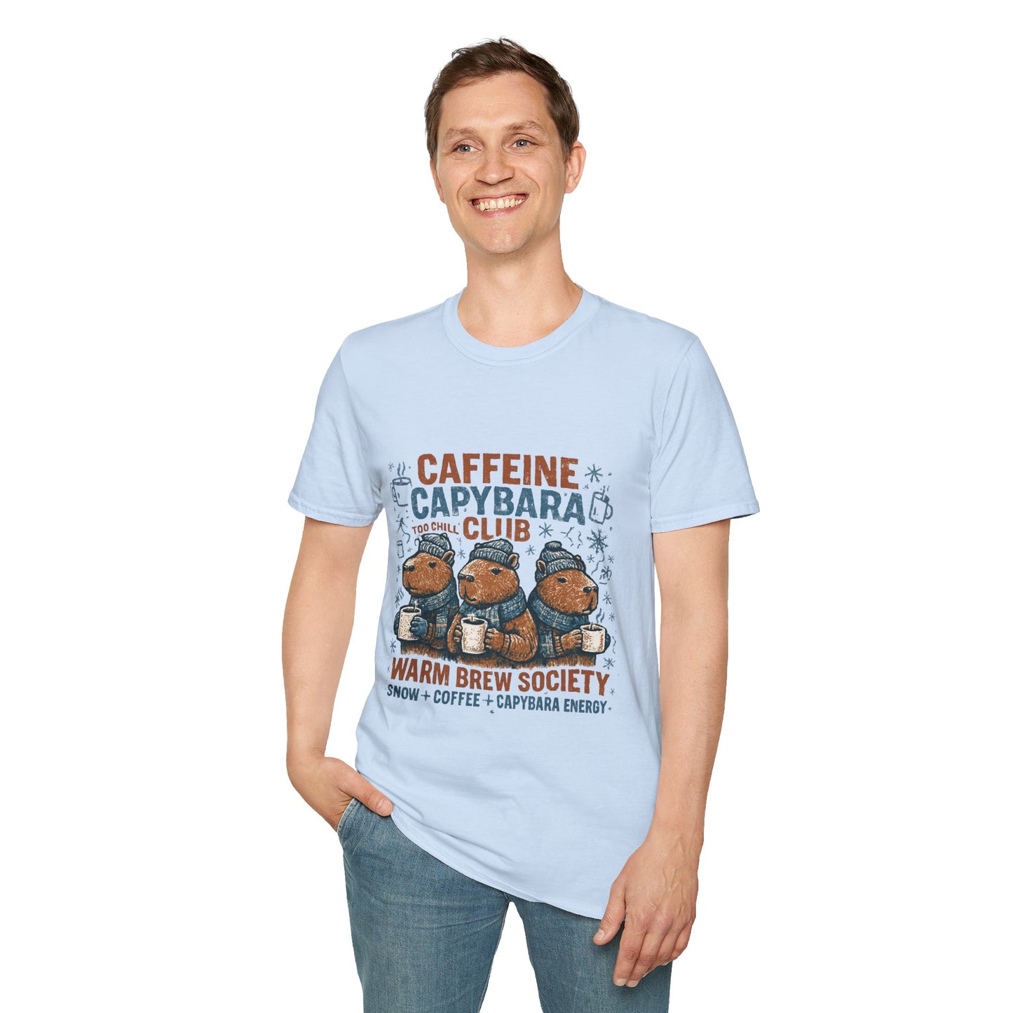 Caffeine Capybara Club – Warm Brew Society Unisex T-Shirt