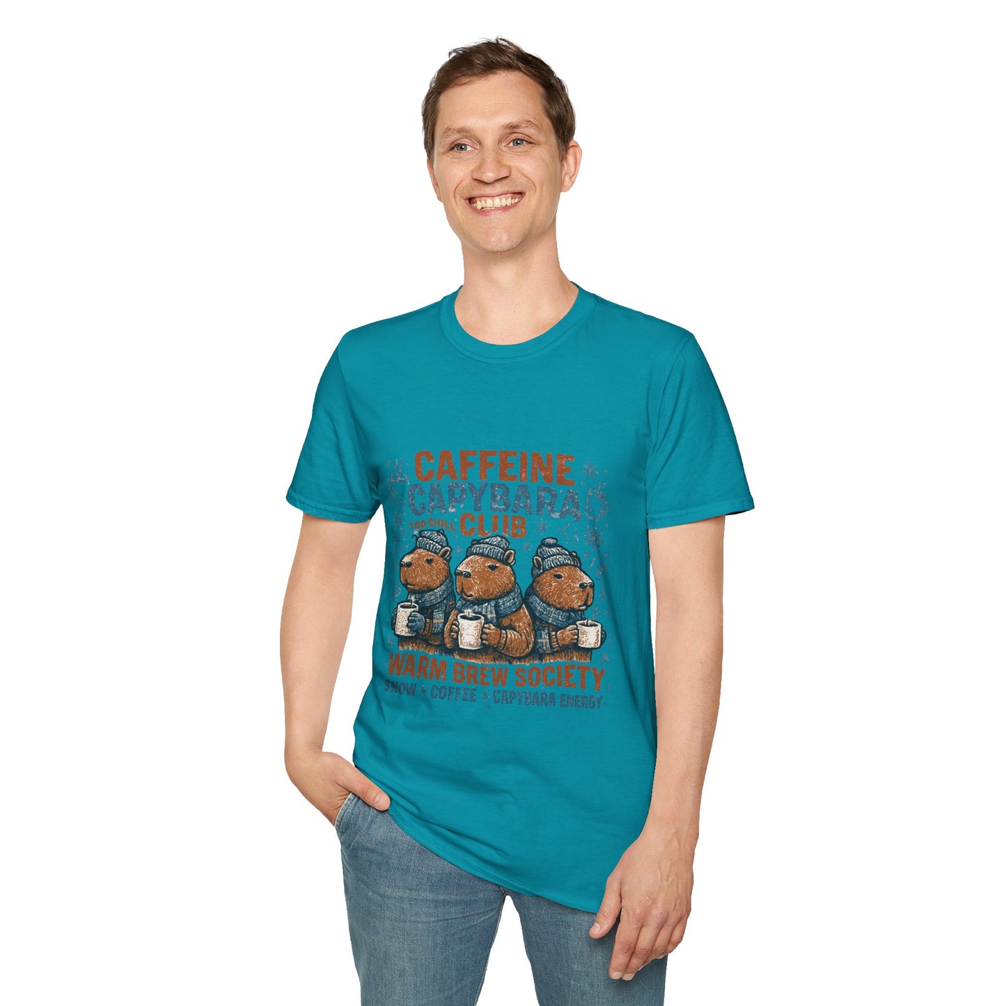 Caffeine Capybara Club – Warm Brew Society Unisex T-Shirt