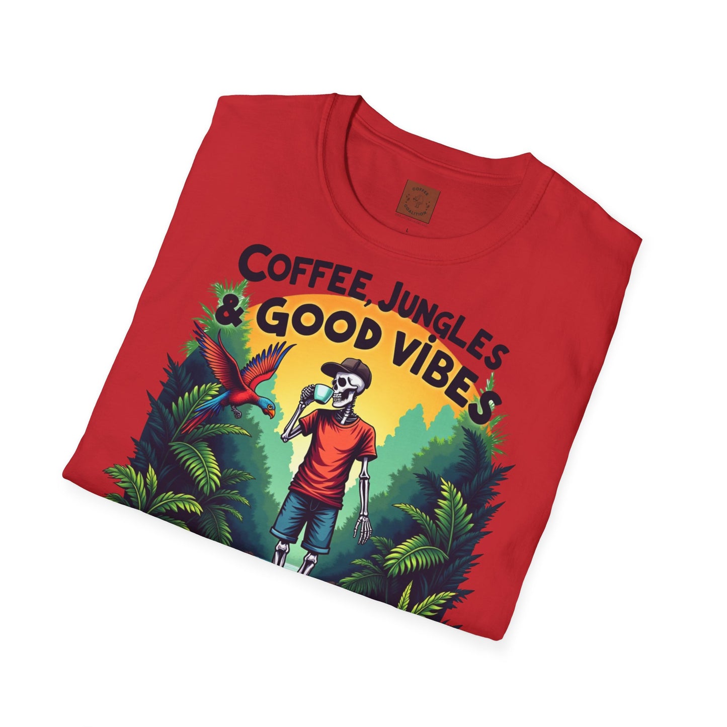 Coffee Jungles & Good Vibes | Funny Skeleton Coffee T-Shirt