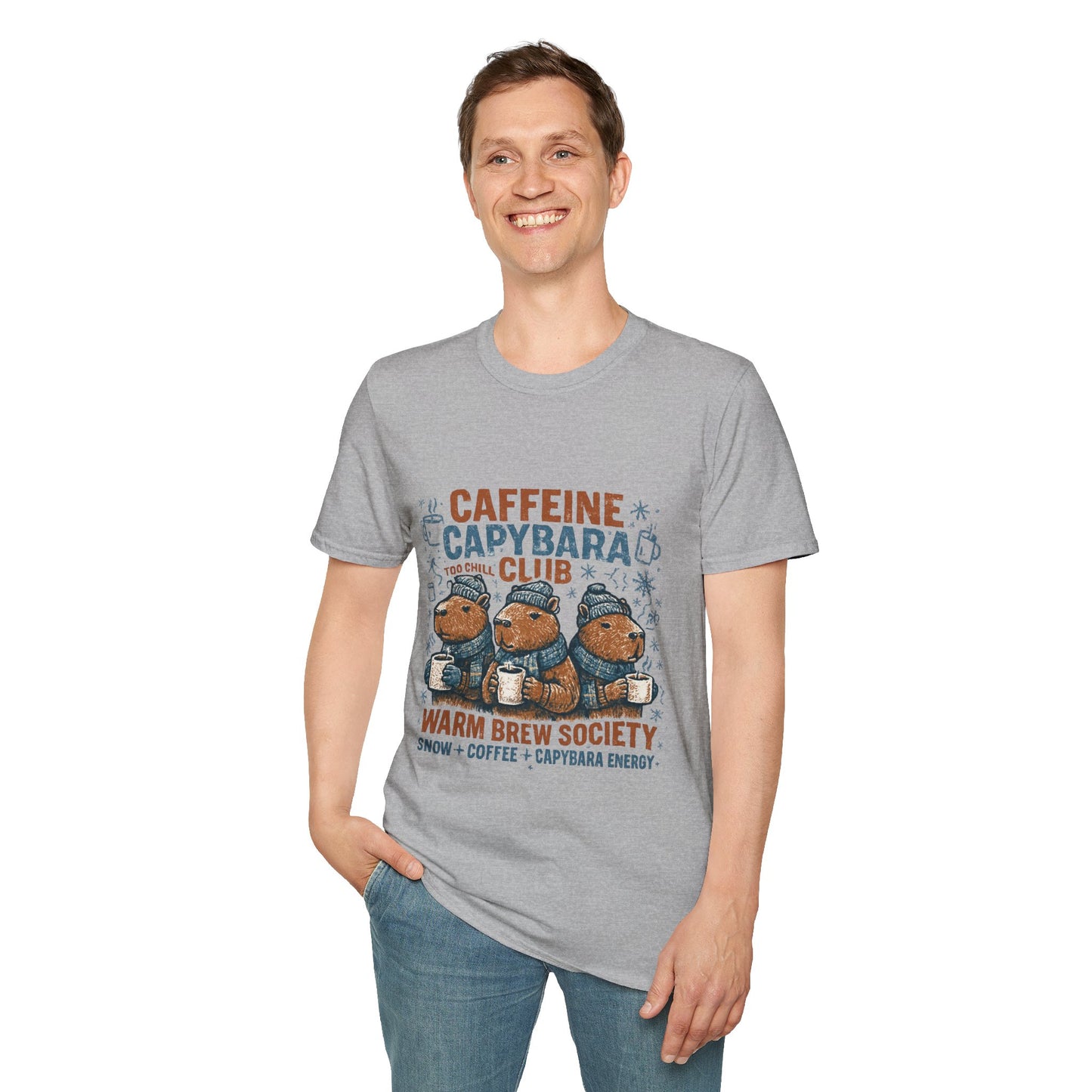Caffeine Capybara Club – Warm Brew Society Unisex T-Shirt