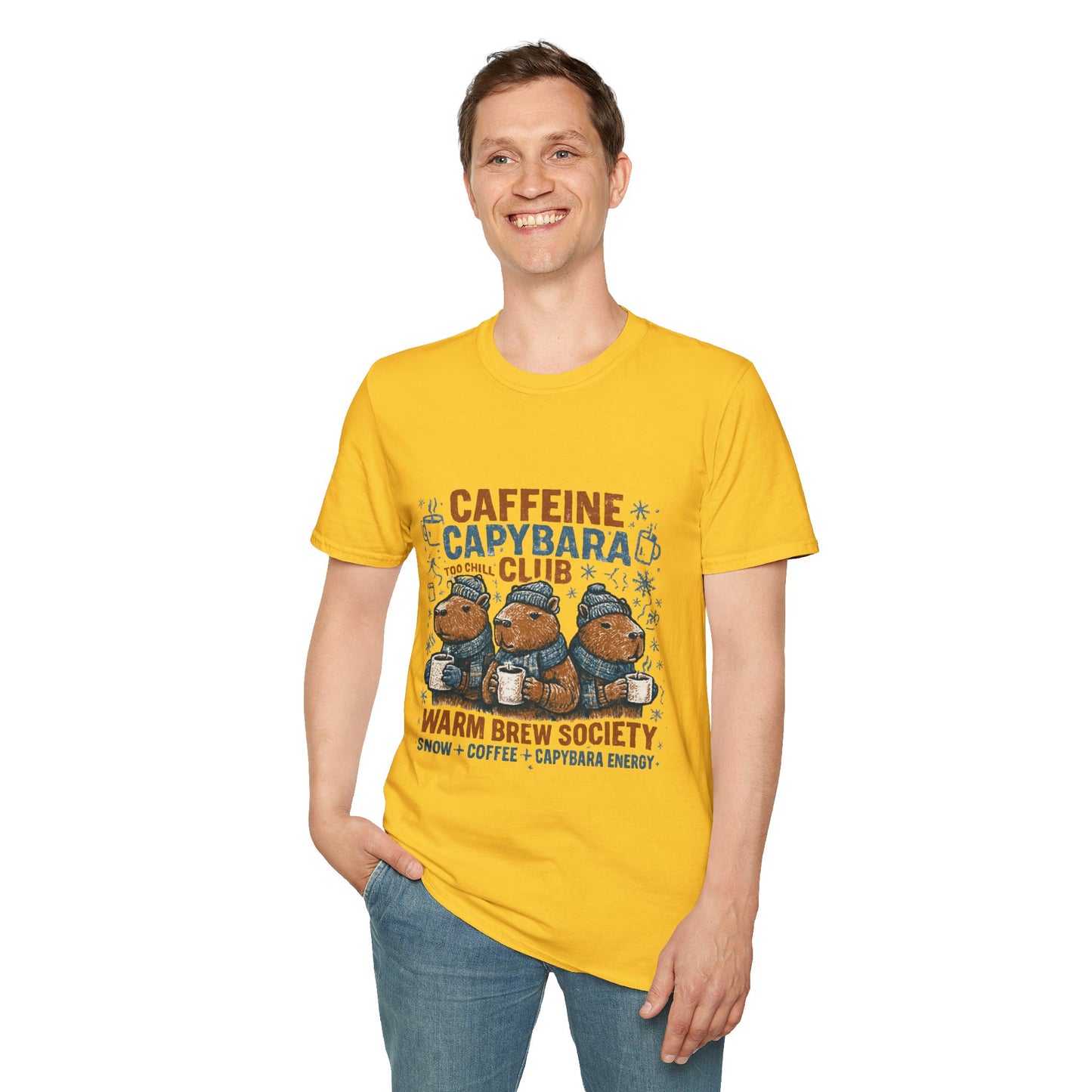Caffeine Capybara Club – Warm Brew Society Unisex T-Shirt