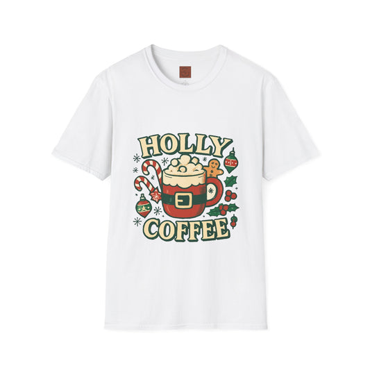 Holly Coffee | Festive Christmas Coffee Lover Unisex T-Shirt