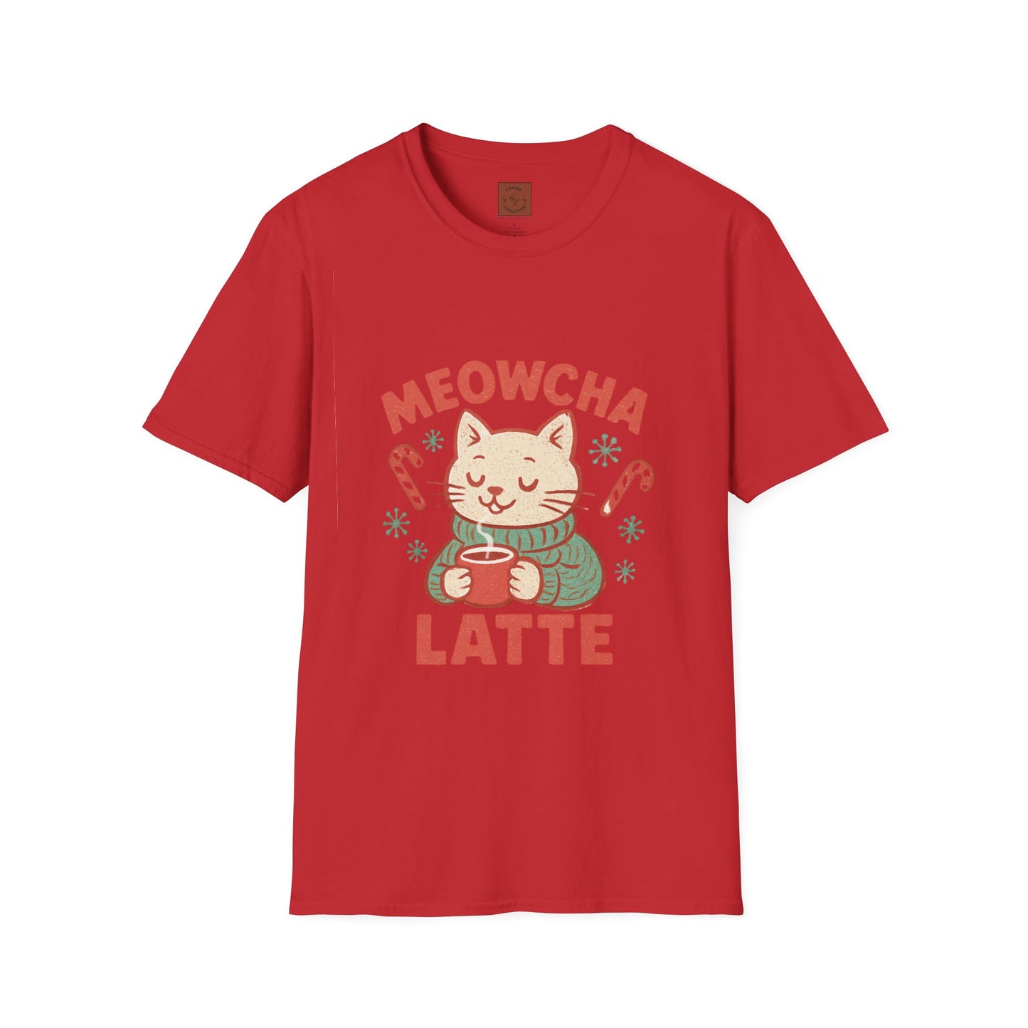 Meowcha Latte | Cozy Cat Christmas Coffee Lover Unisex T-Shirt