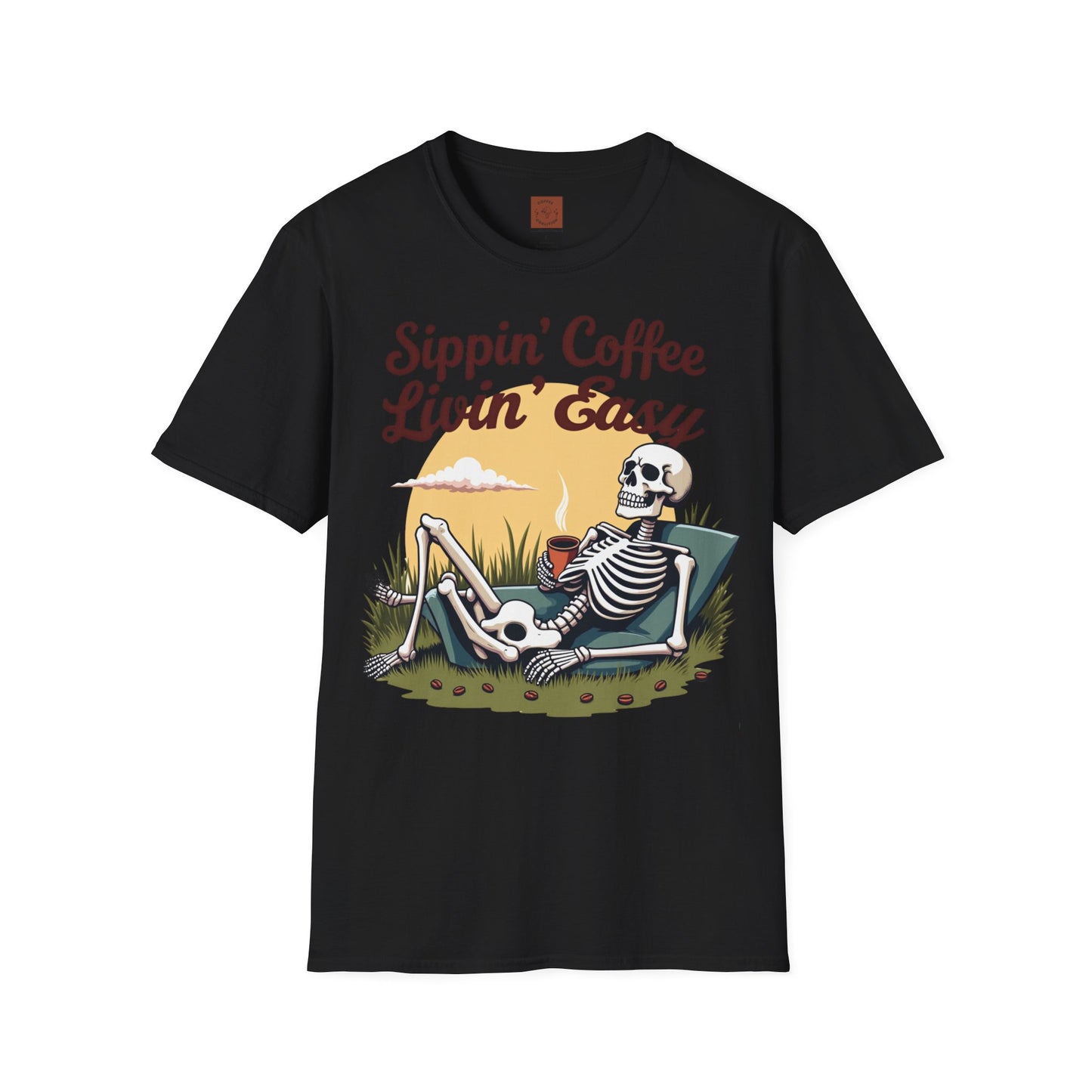 Sippin’ Coffee, Livin’ Easy | Chill Skeleton Coffee Tee