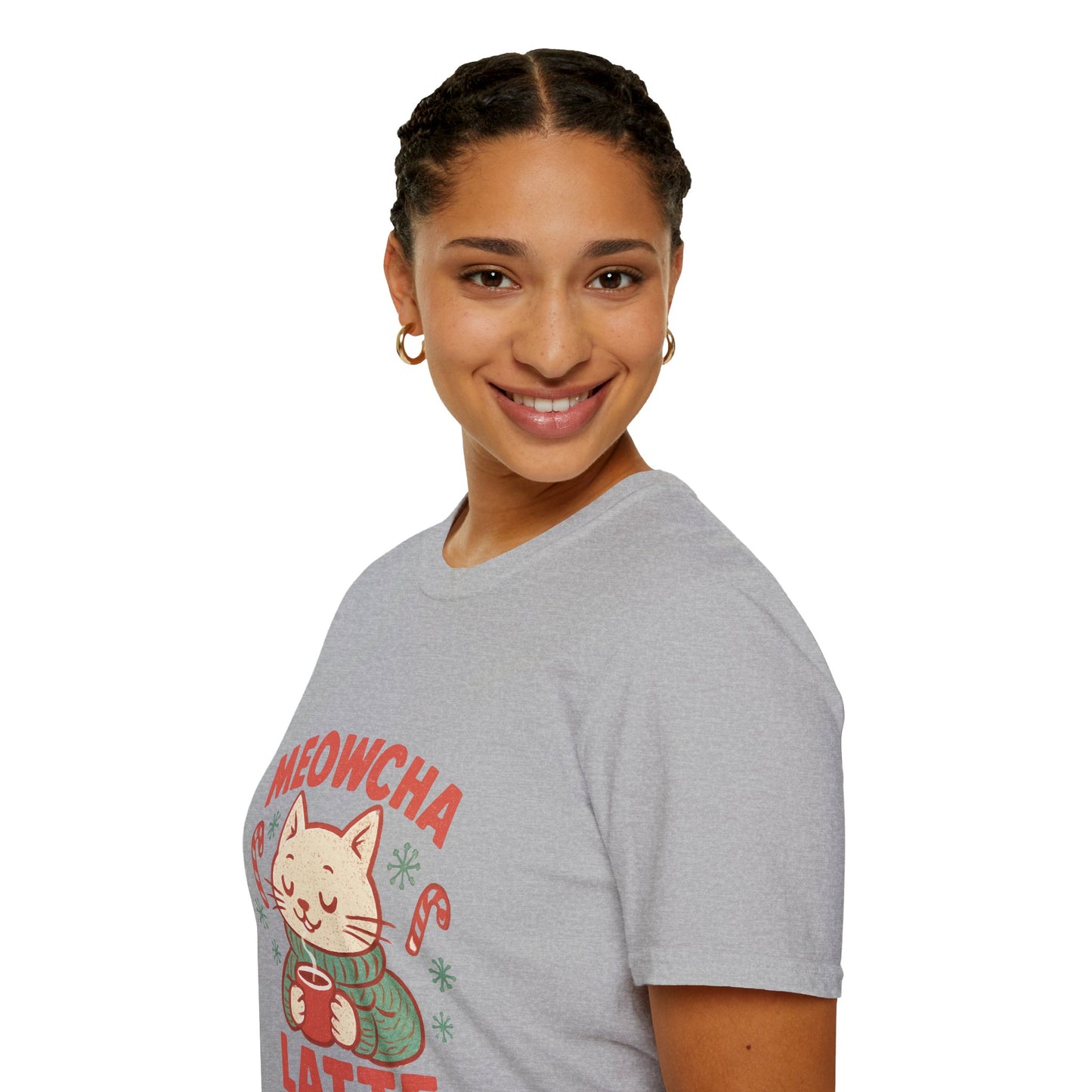 Meowcha Latte | Cozy Cat Christmas Coffee Lover Unisex T-Shirt