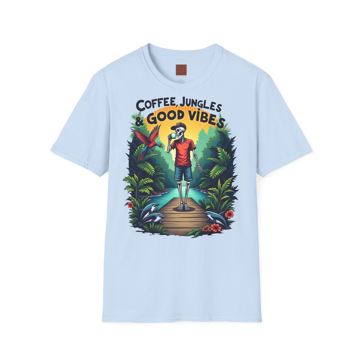 Coffee, Jungles & Good Vibes | Tropical Skeleton Chill Tee