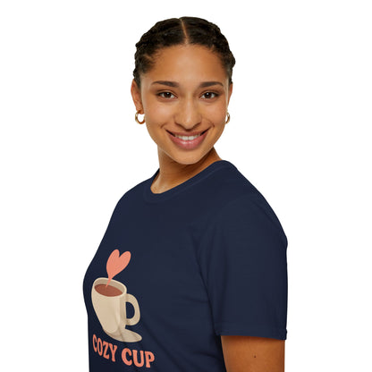 Cozy Cup – Unisex Cute Coffee Lover T-Shirt