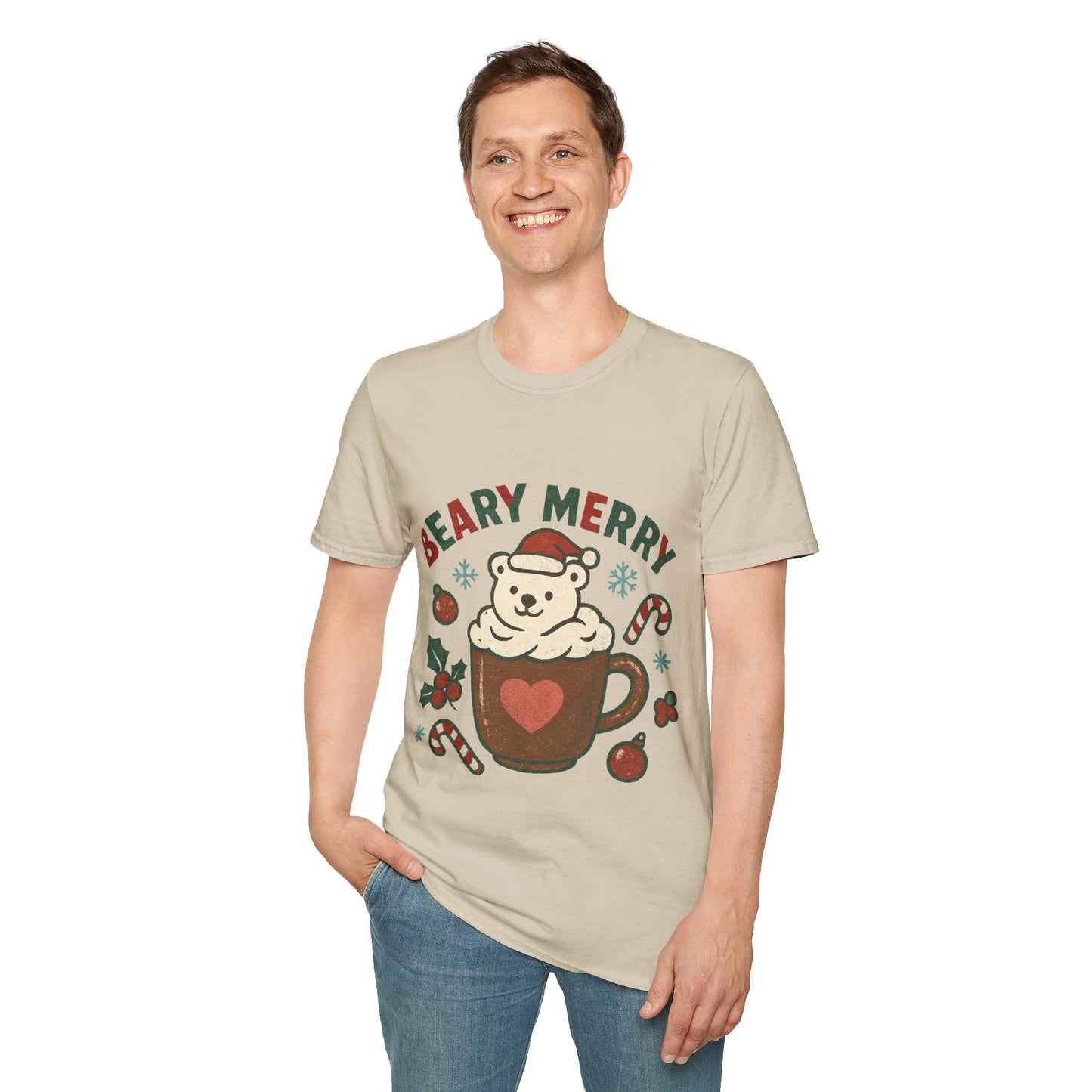 Beary Merry | Cute Christmas Coffee Lover Unisex T-Shirt