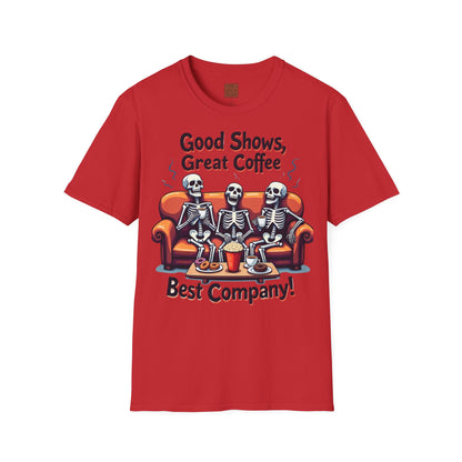 Good Shows, Great Coffee, Best Vibes | Skeleton Chill Crew Tee