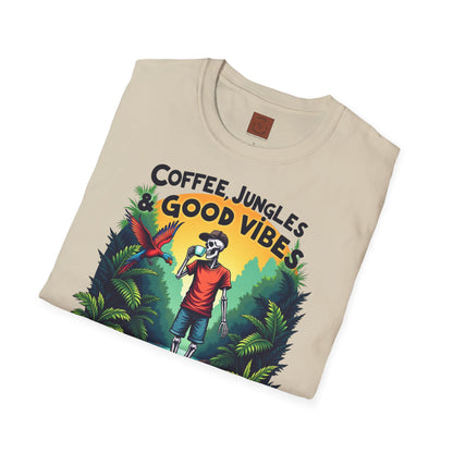 Coffee Jungles & Good Vibes | Funny Skeleton Coffee T-Shirt