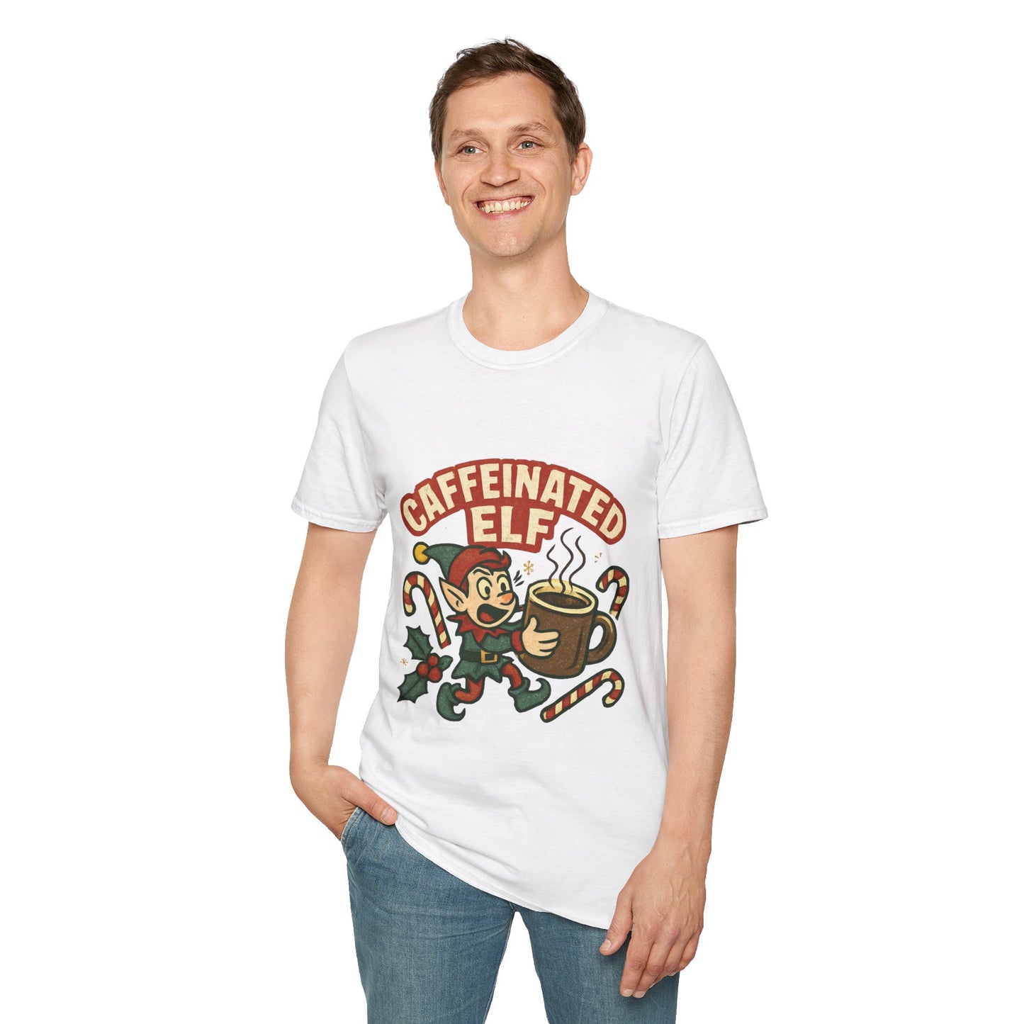 Caffeinated Elf | Funny Christmas Coffee Lover Unisex T-Shirt