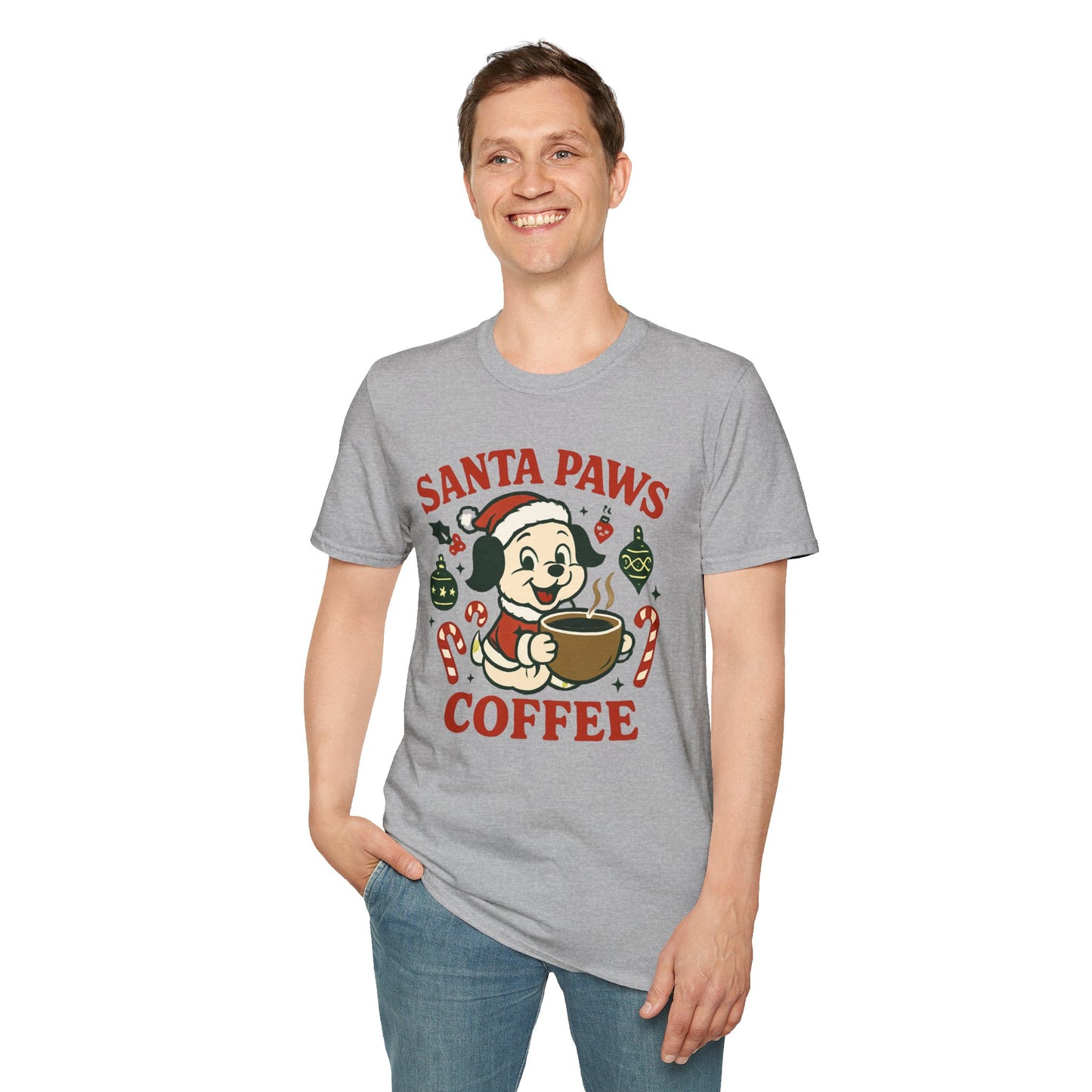 Santa Paws Coffee | Funny Dog Coffee Lover Christmas Unisex T-Shirt