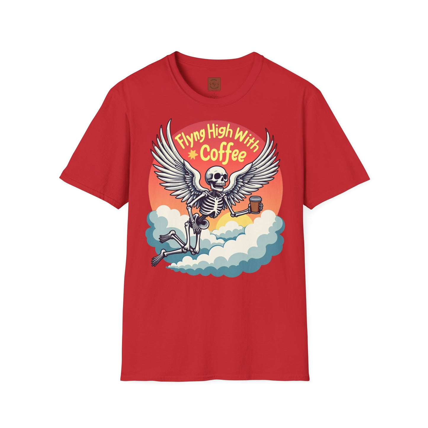 Flying High With Coffee | Skeleton Wings Tee