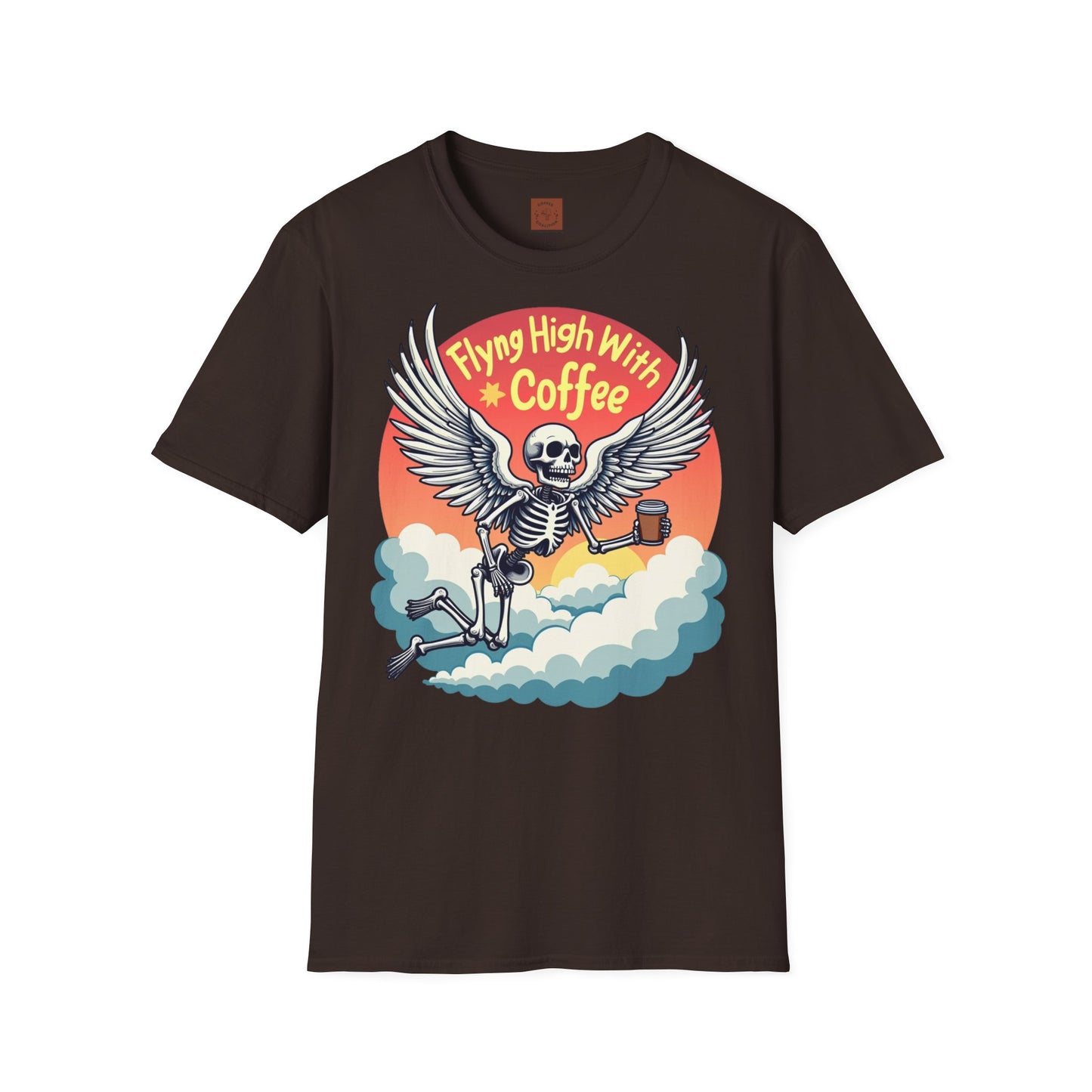 Flying High With Coffee | Skeleton Wings Tee