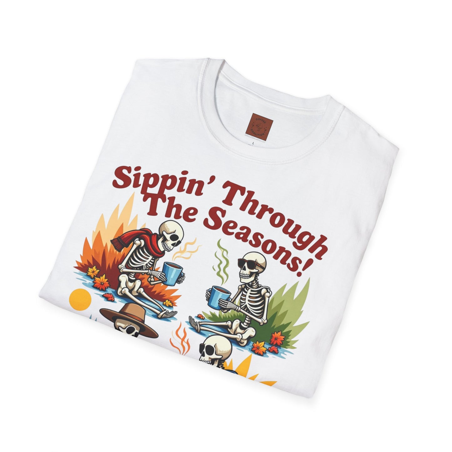 Sippin’ Through the Seasons | Year-Round Coffee Skeleton Tee