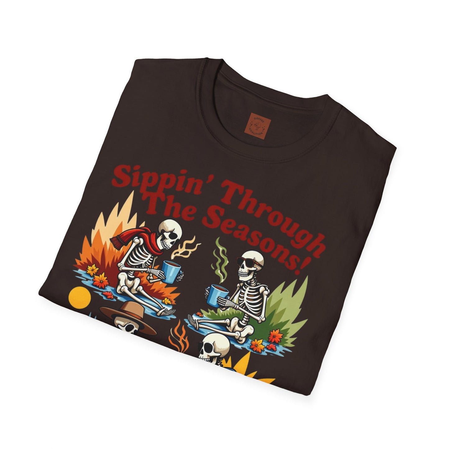 Sippin’ Through the Seasons | Year-Round Coffee Skeleton Tee