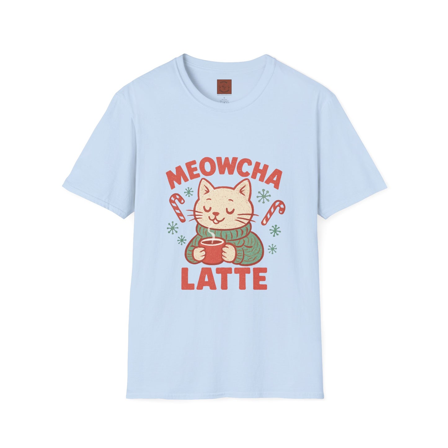 Meowcha Latte | Cozy Cat Christmas Coffee Lover Unisex T-Shirt