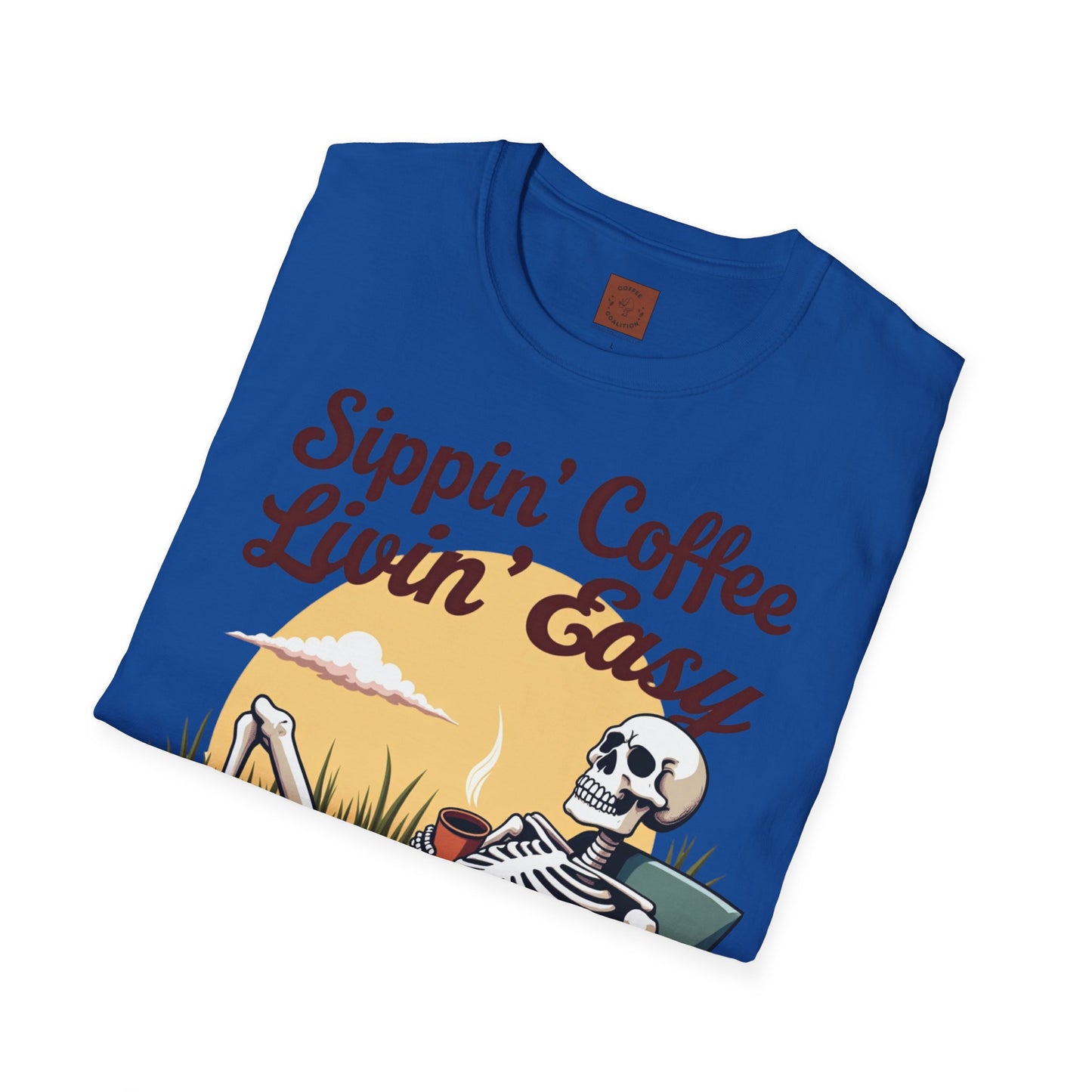 Sippin’ Coffee, Livin’ Easy | Chill Skeleton Coffee Tee