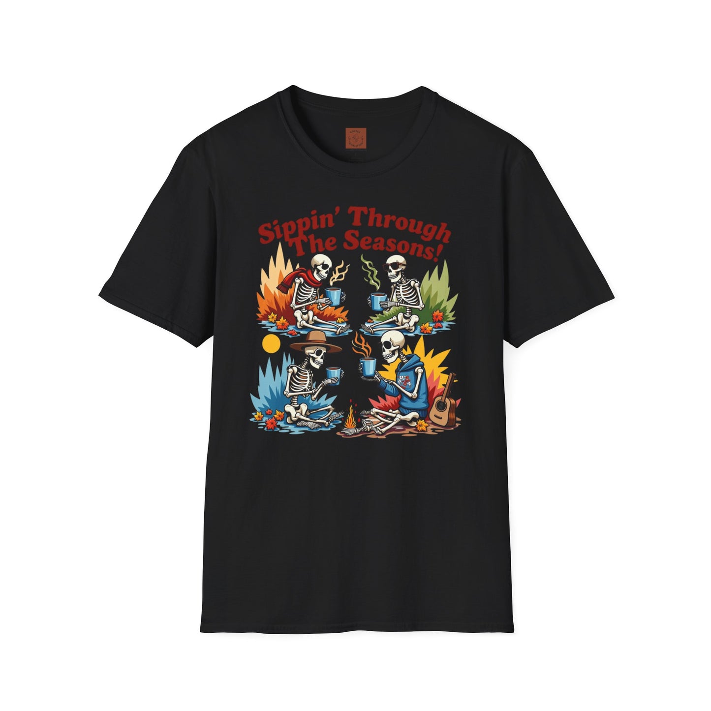Sippin’ Through the Seasons | Year-Round Coffee Skeleton Tee
