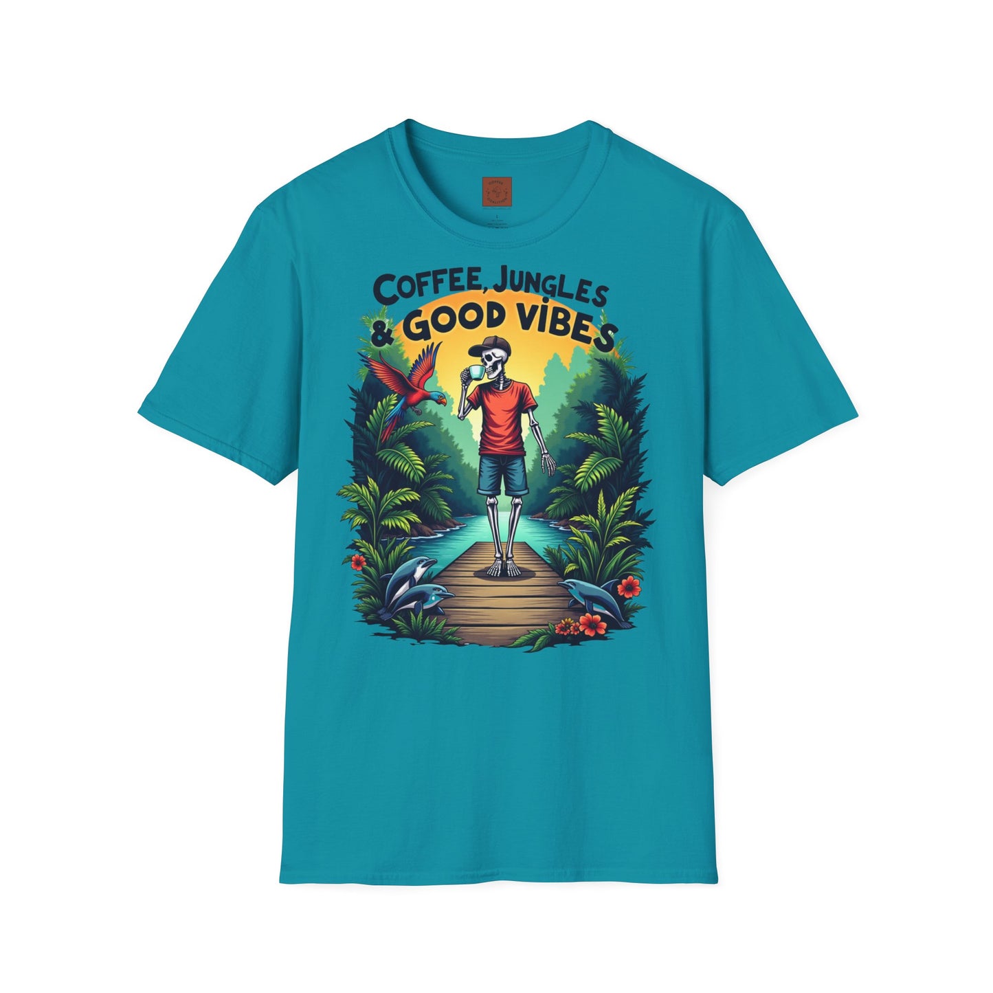 Coffee, Jungles & Good Vibes | Tropical Skeleton Chill Tee