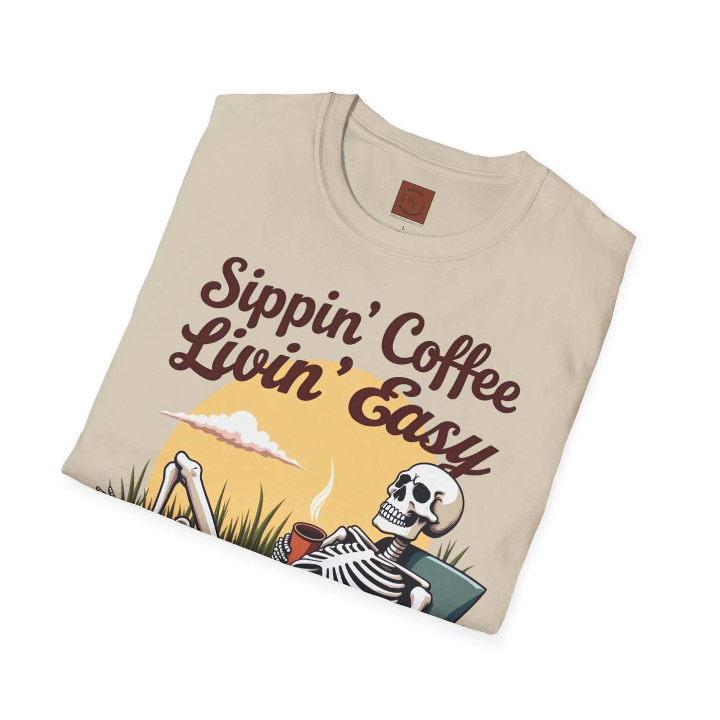 Sippin’ Coffee, Livin’ Easy | Chill Skeleton Coffee Tee