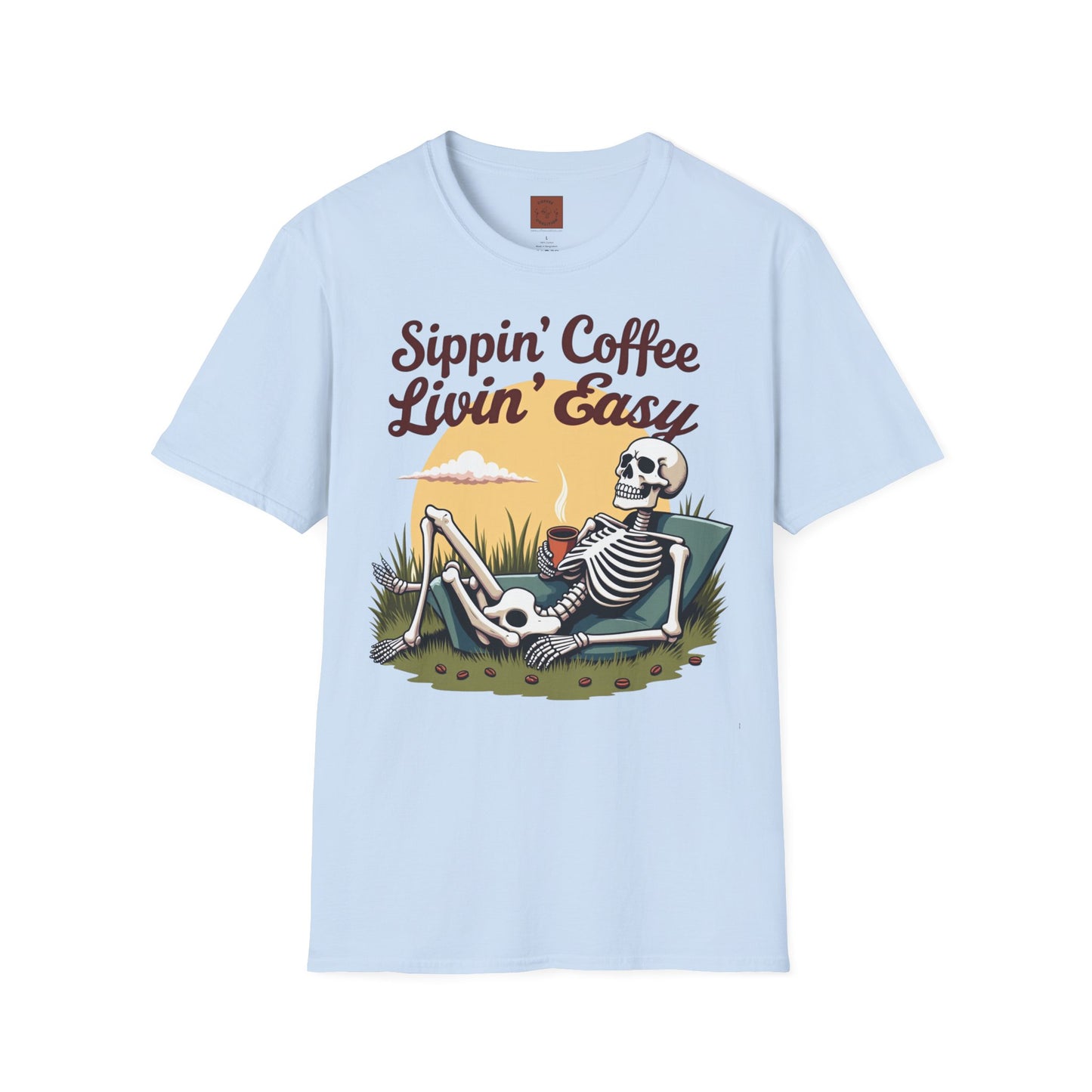 Sippin’ Coffee, Livin’ Easy | Chill Skeleton Coffee Tee