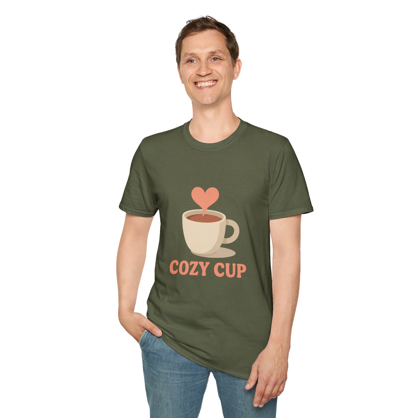 Cozy Cup – Unisex Cute Coffee Lover T-Shirt