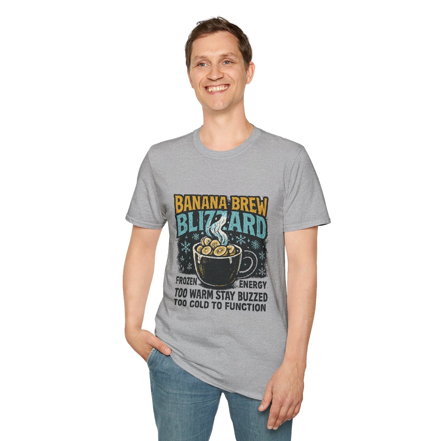 Banana Brew Blizzard | Funny Christmas Coffee Lover Unisex T-Shirt