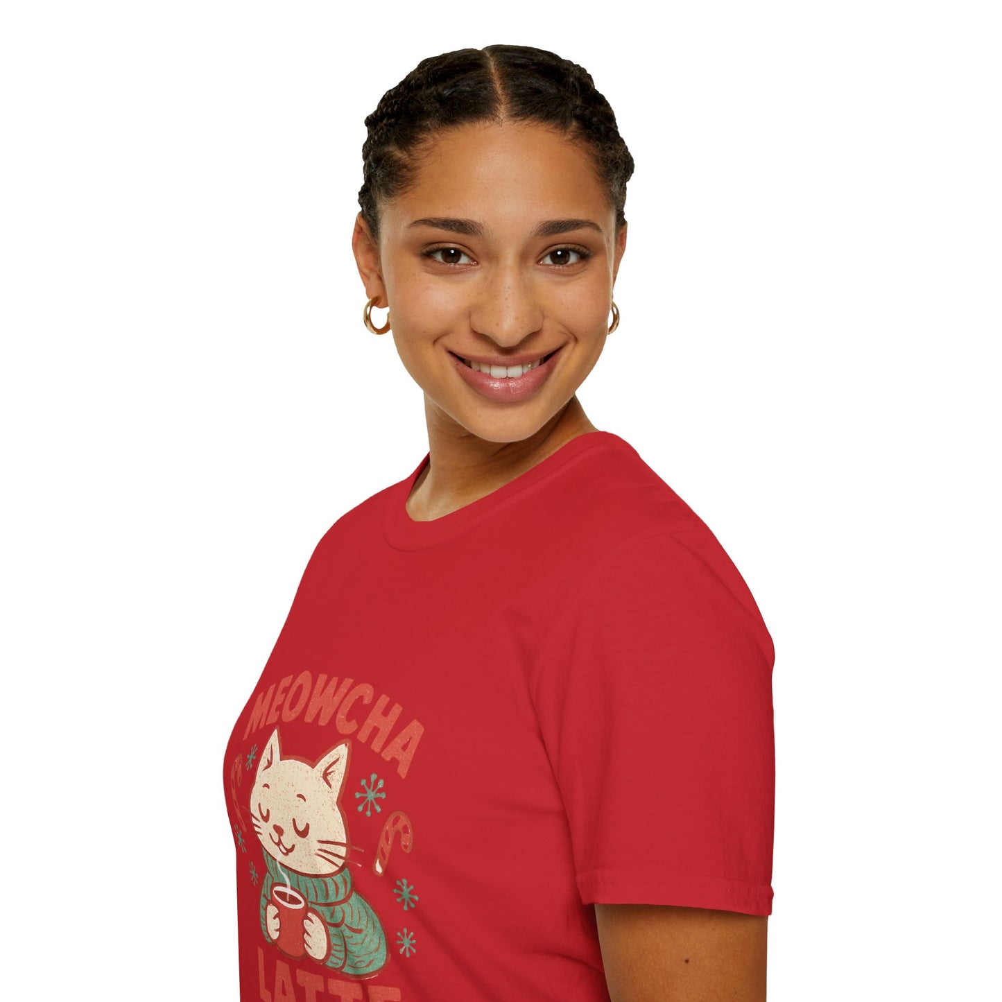 Meowcha Latte | Cozy Cat Christmas Coffee Lover Unisex T-Shirt