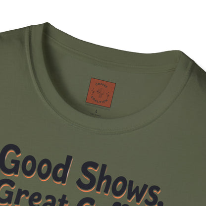 Good Shows, Great Coffee, Best Vibes | Skeleton Chill Crew Tee