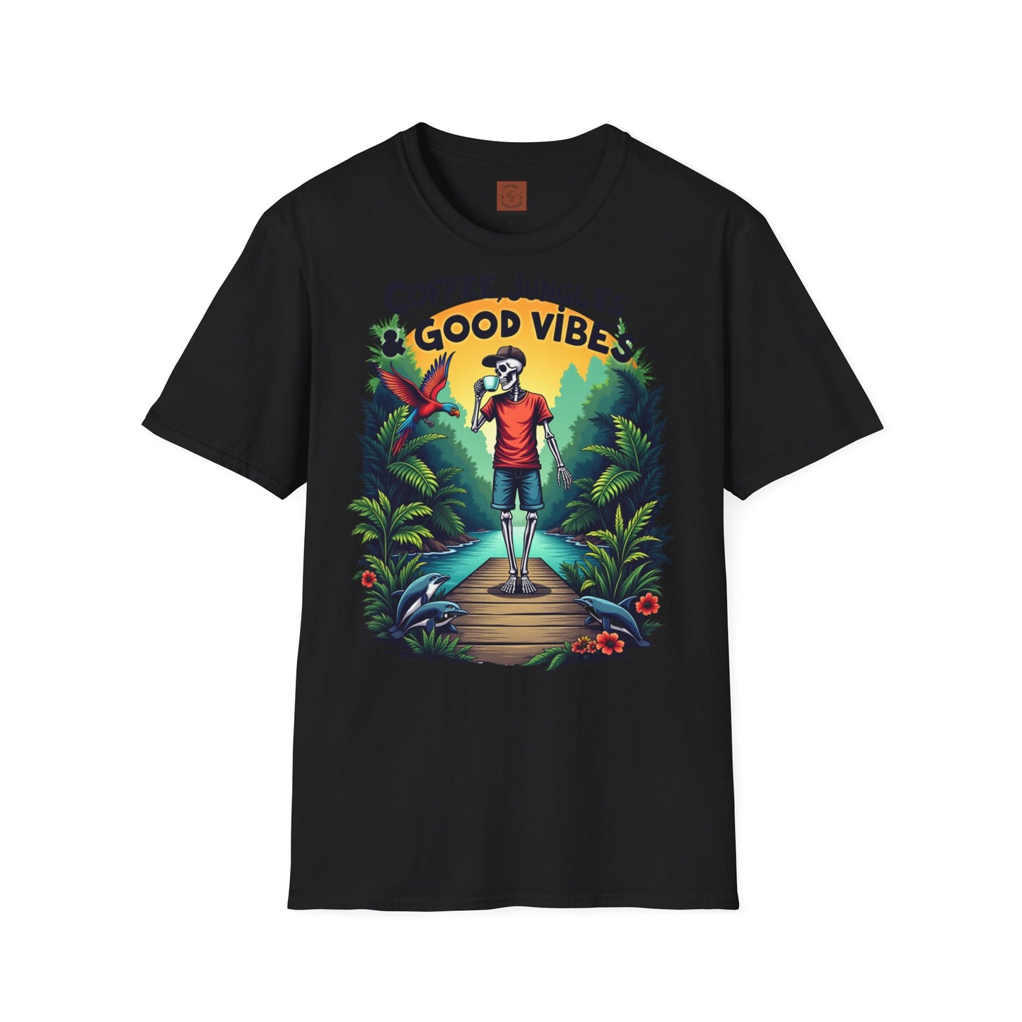Coffee Jungles & Good Vibes | Funny Skeleton Coffee T-Shirt