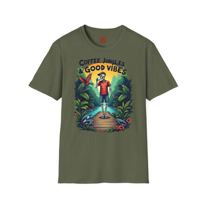 Coffee Jungles & Good Vibes | Funny Skeleton Coffee T-Shirt