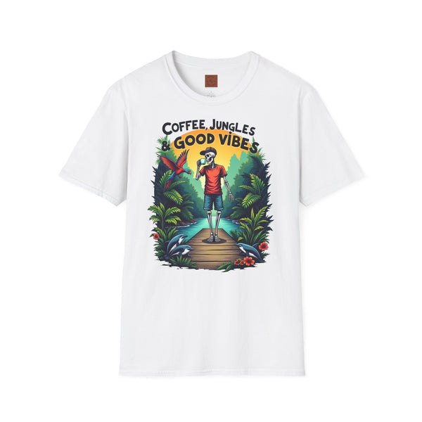 Coffee Jungles & Good Vibes | Funny Skeleton Coffee T-Shirt