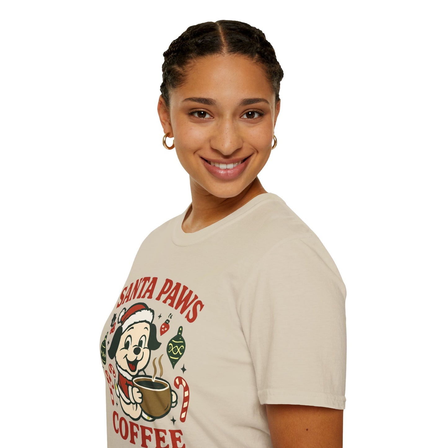 Santa Paws Coffee | Funny Dog Coffee Lover Christmas Unisex T-Shirt