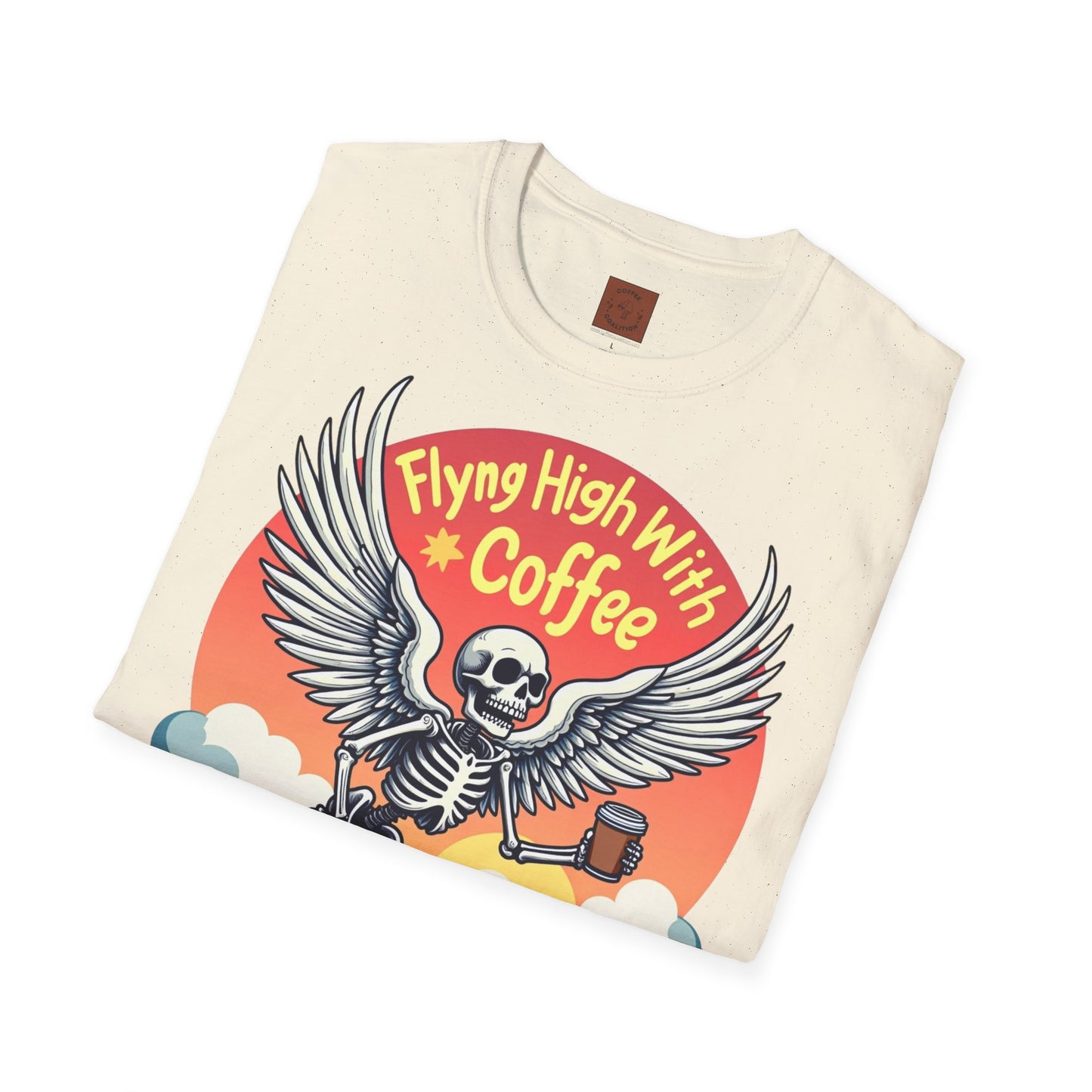 Flying High With Coffee | Skeleton Wings Tee