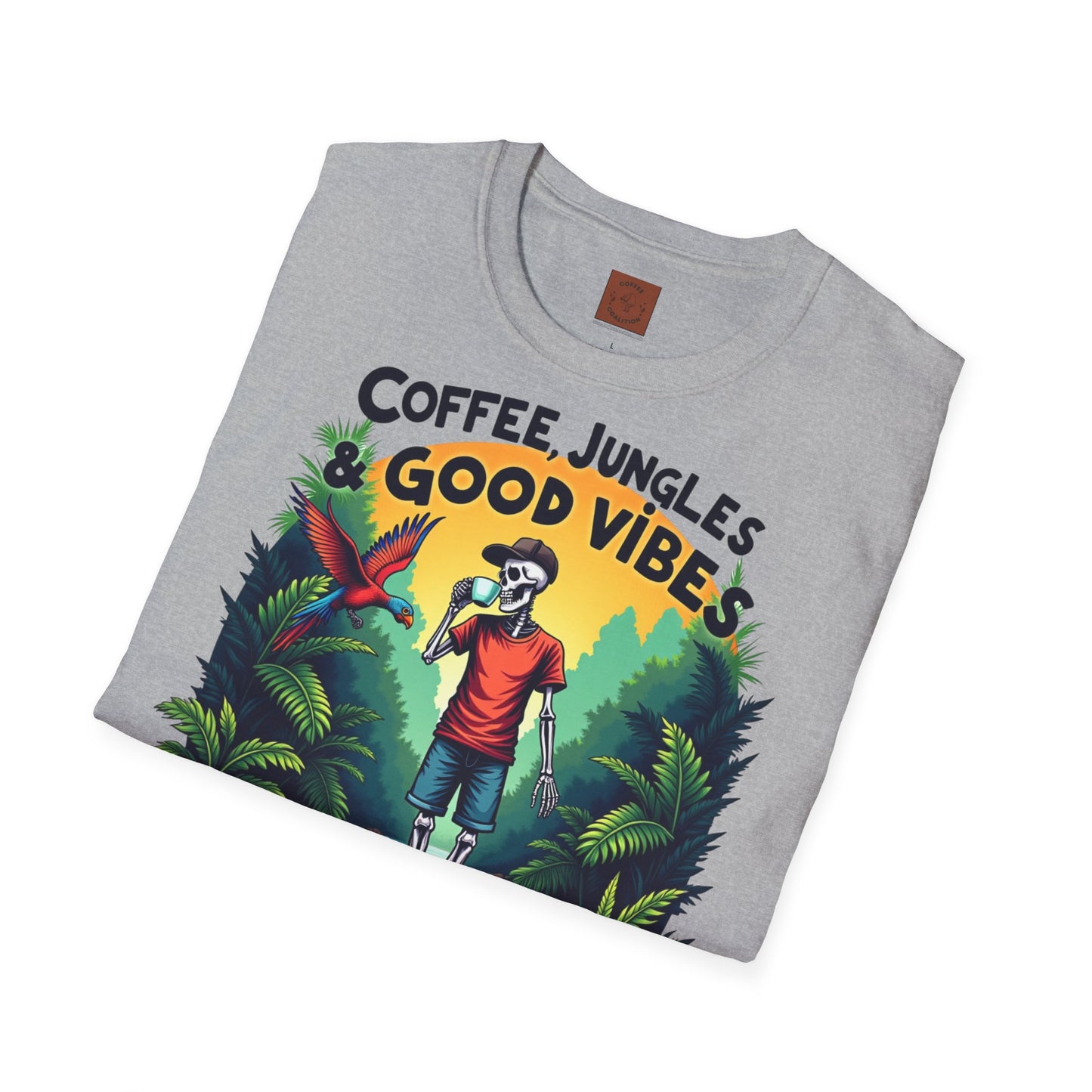 Coffee Jungles & Good Vibes | Funny Skeleton Coffee T-Shirt