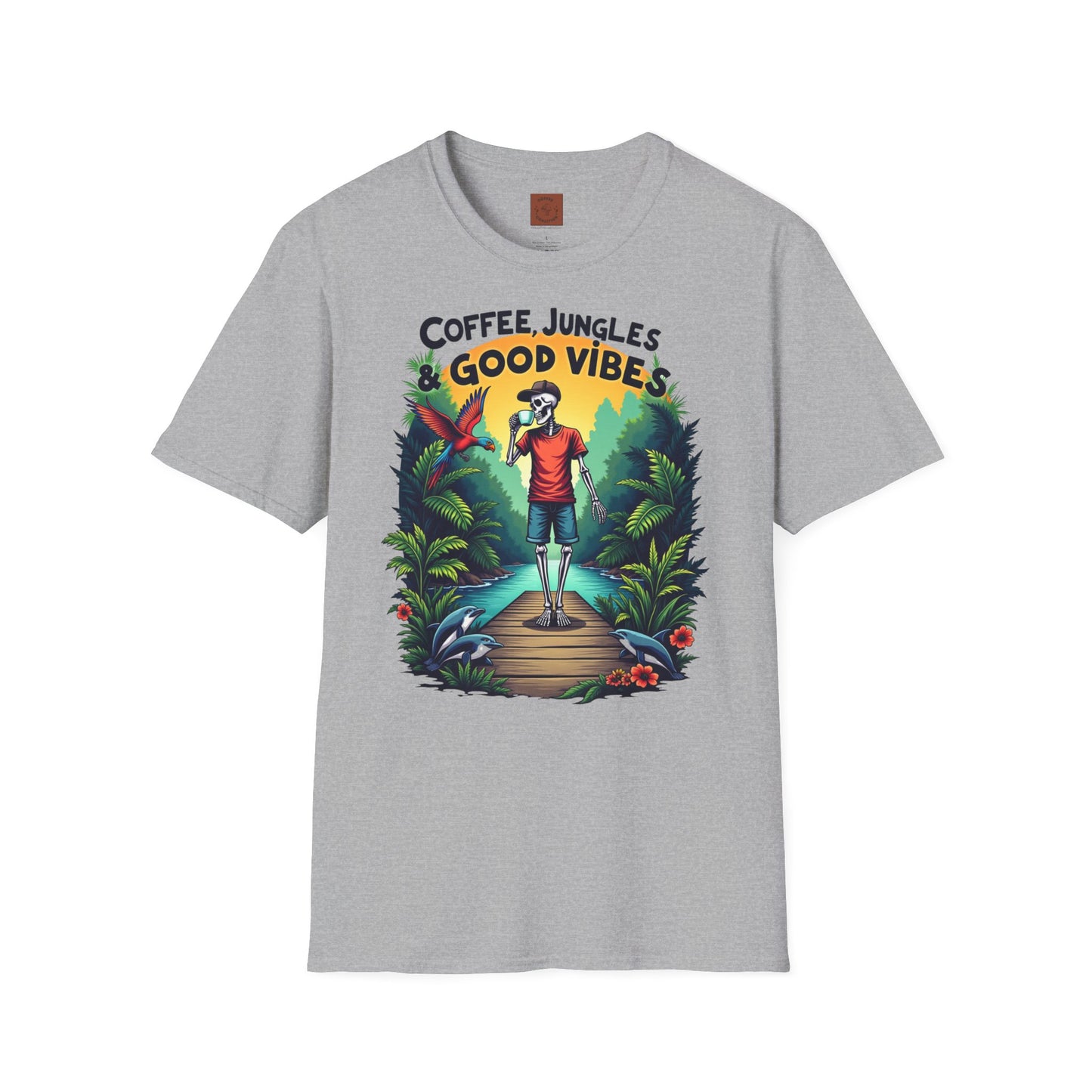 Coffee Jungles & Good Vibes | Funny Skeleton Coffee T-Shirt