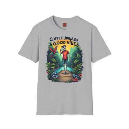 Coffee Jungles & Good Vibes | Funny Skeleton Coffee T-Shirt