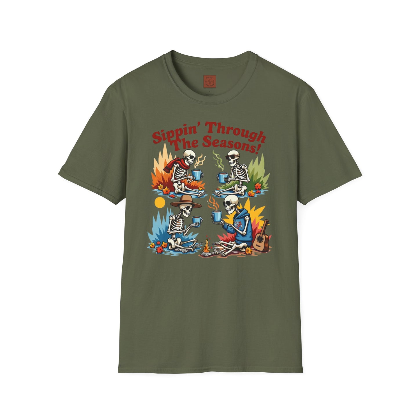 Sippin’ Through the Seasons | Year-Round Coffee Skeleton Tee