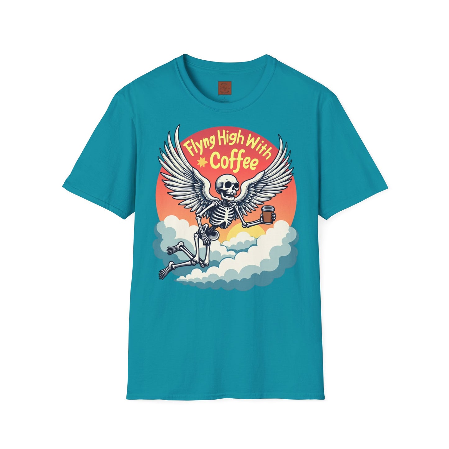Flying High With Coffee | Skeleton Wings Tee
