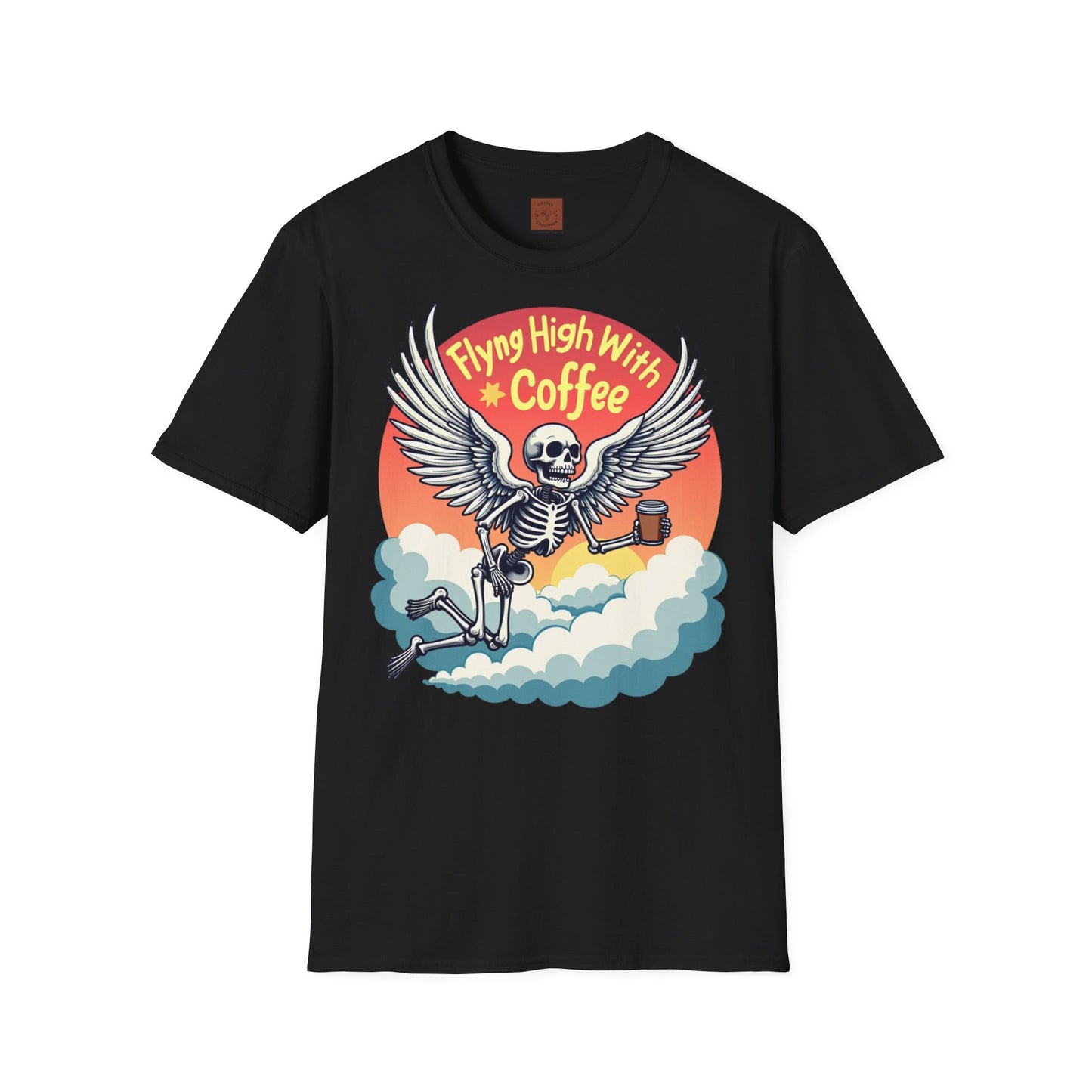 Flying High With Coffee | Skeleton Wings Tee
