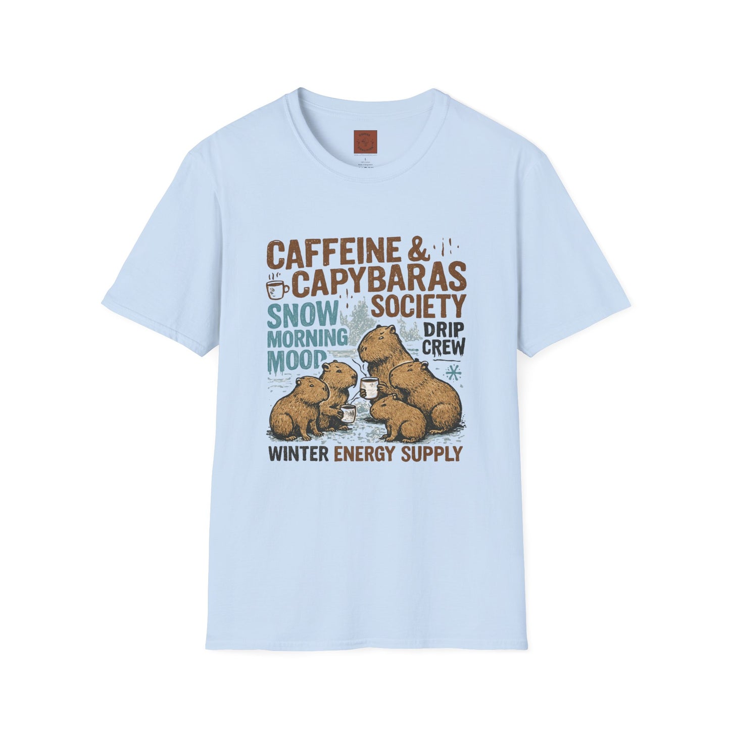 Caffeine & Capybaras Society | Funny Winter Coffee Lover Unisex T-Shirt