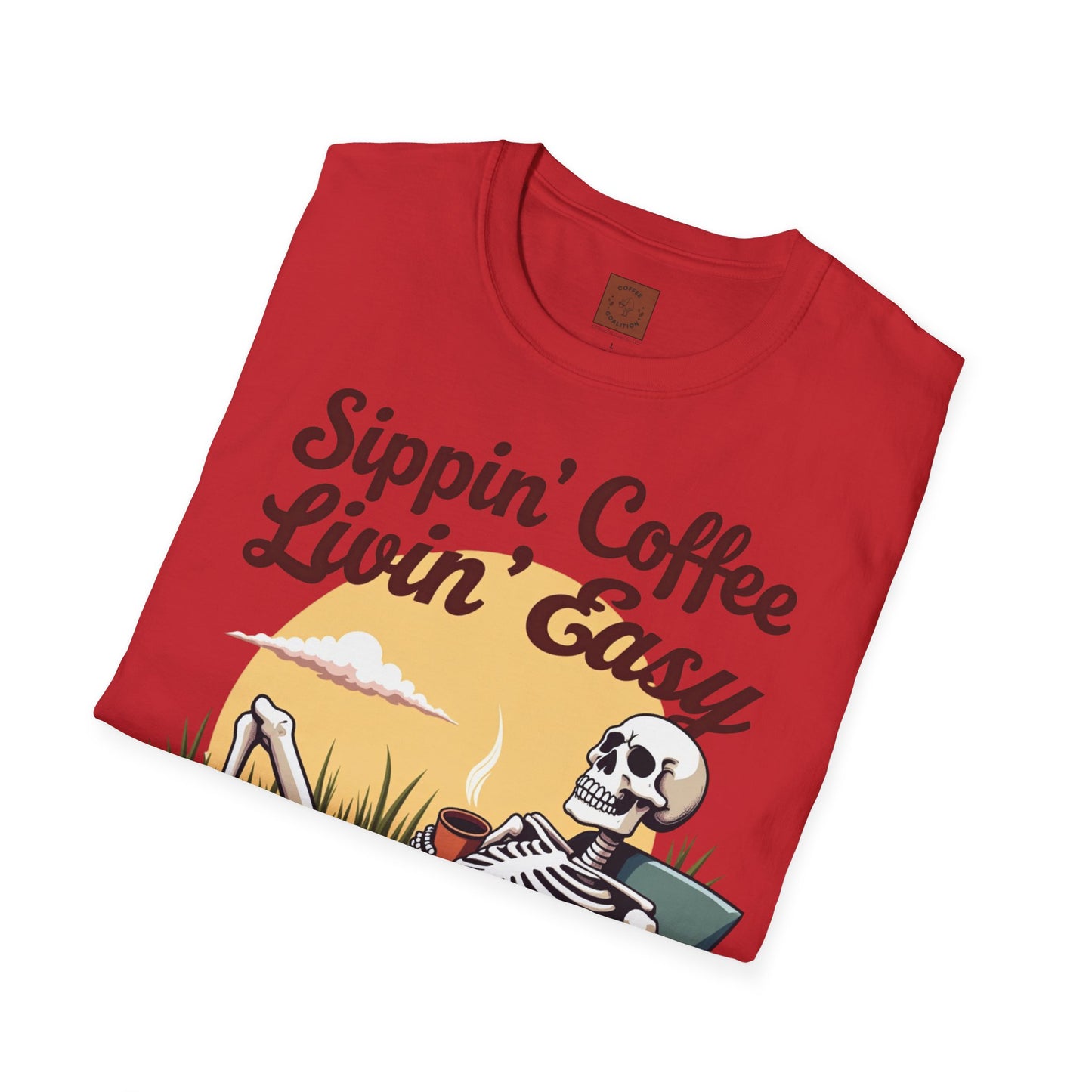Sippin’ Coffee, Livin’ Easy | Chill Skeleton Coffee Tee