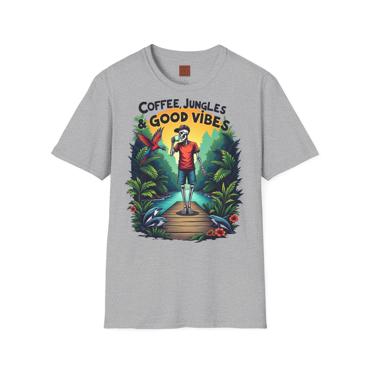 Coffee Jungles & Good Vibes | Funny Skeleton Coffee T-Shirt