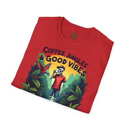 Coffee Jungles & Good Vibes | Funny Skeleton Coffee T-Shirt