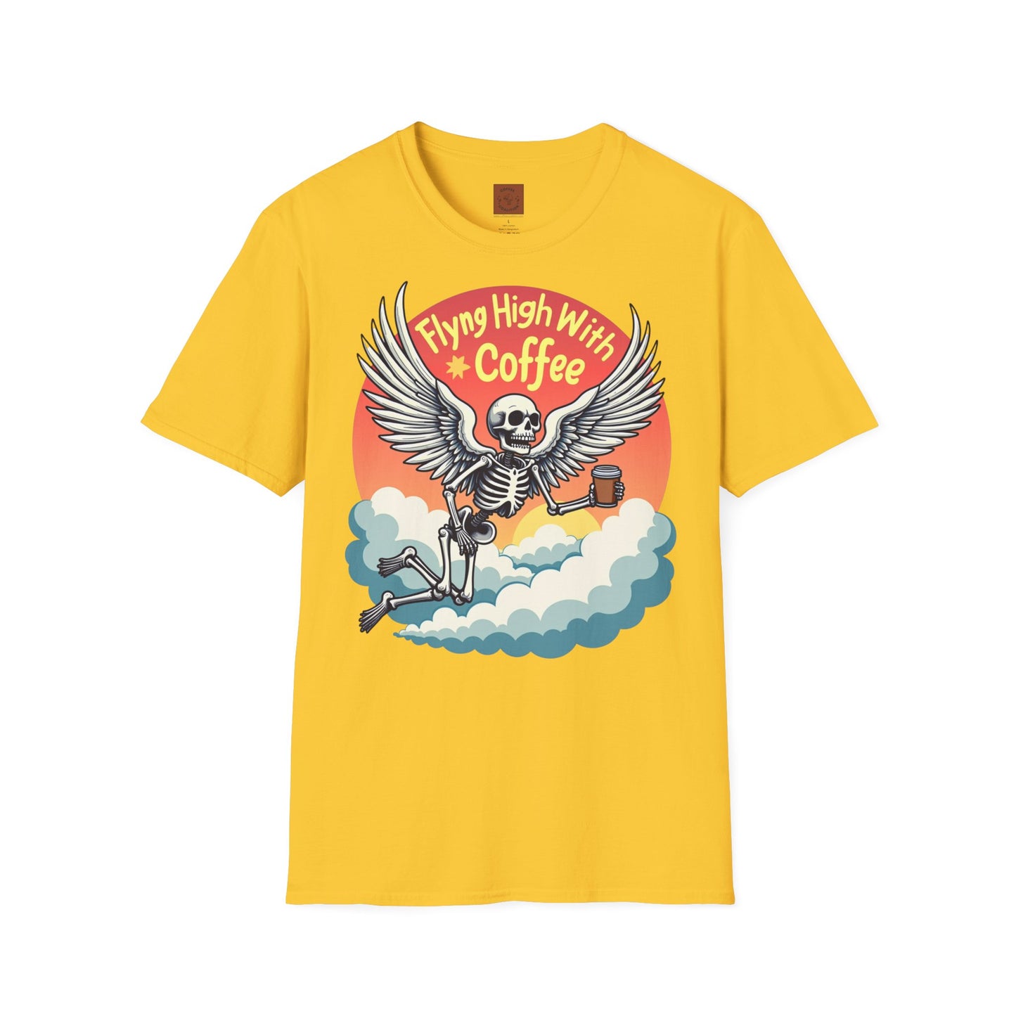 Flying High With Coffee | Skeleton Wings Tee