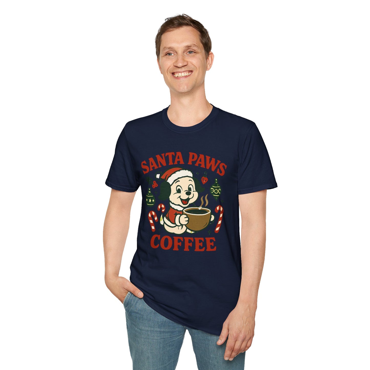 Santa Paws Coffee | Funny Dog Coffee Lover Christmas Unisex T-Shirt